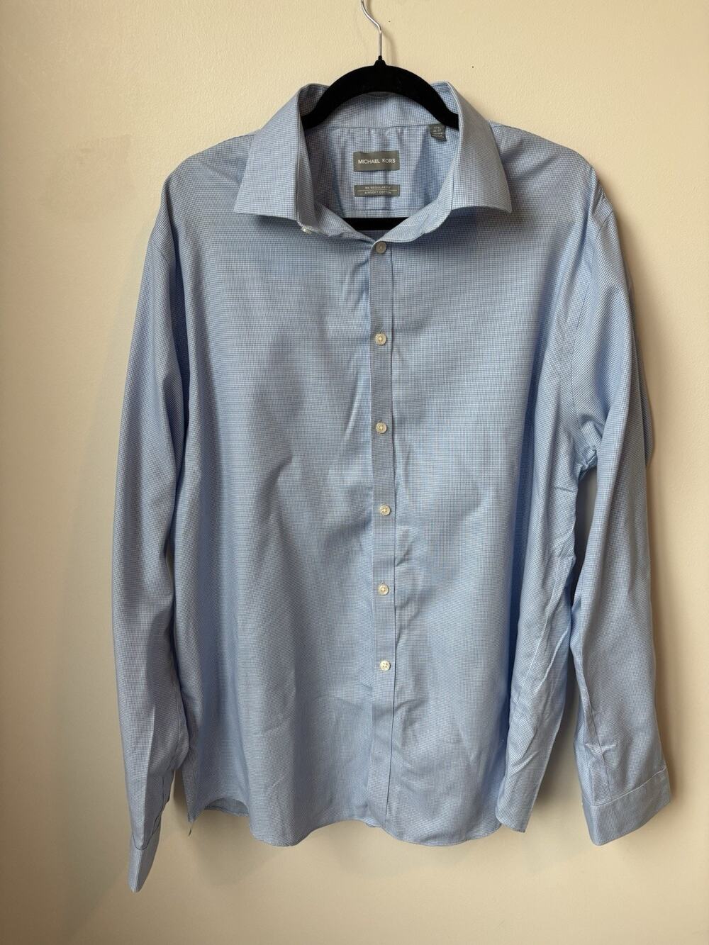 Michael Kors Blue Long Sleeve Dress Shirt Men Size 17.5 36/37